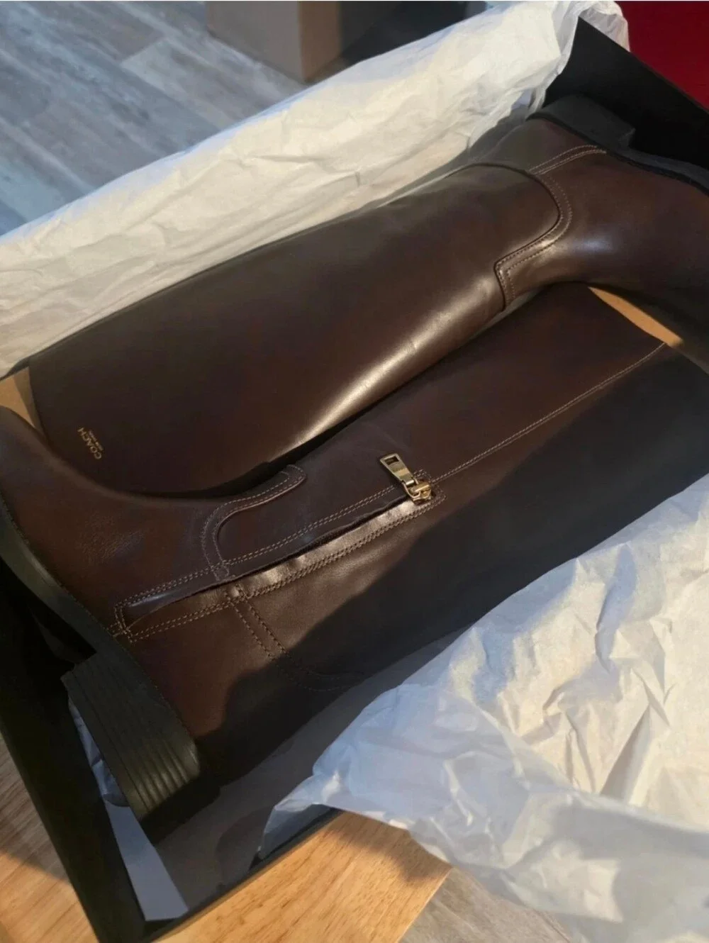COACH Women's Tall Riding Boots in Dark Brown SIZE 6  EUR 37
